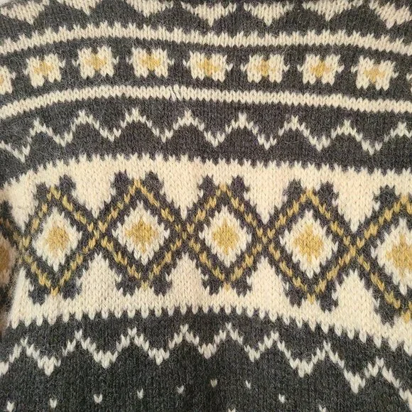 Vintage Witick Wool Sweater Cardigan Handmade in Finland Fair Isle